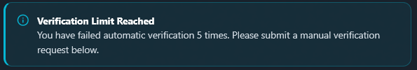 The Verification Limit Reached message