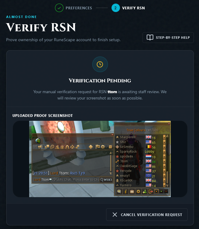 The Verification Pending page, showing the screenshot you sent